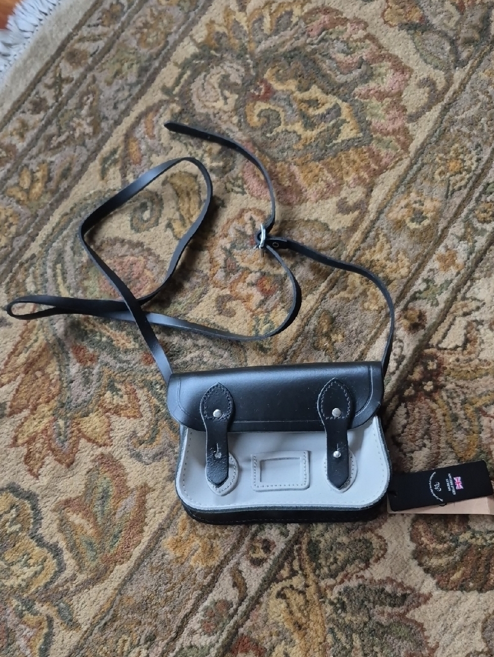 The Cambridge Satchel Company Mini Crossbody Satchel in Black and Cream